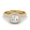 Diamond Yellow Gold Cushion Cut Engagement Ring Milky Way