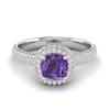 Amethyst White Gold Cushion Cut Engagement Ring Milky Way