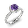 Amethyst White Gold Cushion Cut Engagement Ring Milky Way