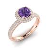 Amethyst Rose Gold Cushion Cut Engagement Ring Milky Way