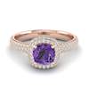 Amethyst Rose Gold Cushion Cut Engagement Ring Milky Way