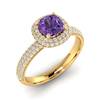 Amethyst Yellow Gold Cushion Cut Engagement Ring Milky Way