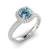 Aquamarine White Gold Cushion Cut Engagement Ring Milky Way