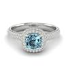 Aquamarine White Gold Cushion Cut Engagement Ring Milky Way