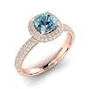Aquamarine Rose Gold Cushion Cut Engagement Ring Milky Way