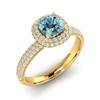 Aquamarine Yellow Gold Cushion Cut Engagement Ring Milky Way