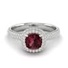 Garnet Ring White Gold Cushion Cut Milky Way