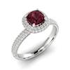 Garnet Ring White Gold Cushion Cut Milky Way