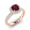Garnet Ring Rose Gold Cushion Cut Milky Way