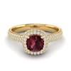 Garnet Ring Yellow Gold Cushion Cut Milky Way