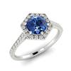 Blue Sapphire White Gold Halo Engagement Ring Niagara