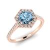 Aquamarine Rose Gold Halo Engagement Ring Niagara