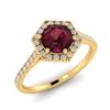 Garnet Ring Yellow Gold Halo Niagara