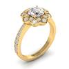 Diamond Yellow Gold Floral Halo Engagement Ring Santorini