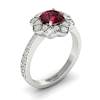 Garnet Ring White Gold Floral Halo Santorini