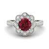 Garnet Ring White Gold Floral Halo Santorini