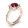 Garnet Ring Rose Gold Floral Halo Santorini