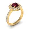 Garnet Ring Yellow Gold Floral Halo Santorini