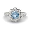 Aquamarine White Gold Floral Halo Engagement Ring Santorini