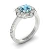 Aquamarine White Gold Floral Halo Engagement Ring Santorini
