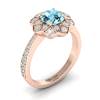 Aquamarine Rose Gold Floral Halo Engagement Ring Santorini