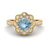 Aquamarine Yellow Gold Floral Halo Engagement Ring Santorini