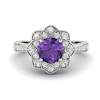 Amethyst White Gold Floral Halo Engagement Ring Santorini