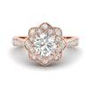White Sapphire Rose Gold Floral Halo Engagement Ring Santorini
