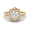 White Sapphire Yellow Gold Floral Halo Engagement Ring Santorini