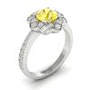 Yellow Sapphire White Gold Floral Halo Engagement Ring Santorini