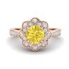 Yellow Sapphire Rose Gold Floral Halo Engagement Ring Santorini