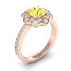 Yellow Sapphire Rose Gold Floral Halo Engagement Ring Santorini
