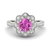 Pink Sapphire White Gold Floral Halo Engagement Ring Santorini