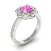 Pink Sapphire White Gold Floral Halo Engagement Ring Santorini
