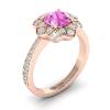 Pink Sapphire Rose Gold Floral Halo Engagement Ring Santorini