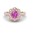 Pink Sapphire Rose Gold Floral Halo Engagement Ring Santorini