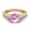 Pink Sapphire Yellow Gold Brilliant Cut Engagement Ring Stargate