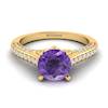 Amethyst Yellow Gold Brilliant Cut Engagement Ring Stargate