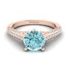 Aquamarine Rose Gold Brilliant Cut Engagement Ring Stargate