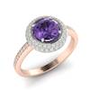 Amethyst Rose Gold Halo Engagement Ring Aura