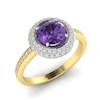Amethyst Yellow Gold Halo Engagement Ring Aura