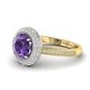 Amethyst Yellow Gold Halo Engagement Ring Aura