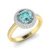 Aquamarine Yellow Gold Halo Engagement Ring Aura