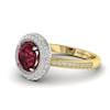 Garnet Ring Yellow Gold Halo Aura