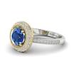 Blue Sapphire White Gold Halo Engagement Ring Aura
