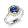 Blue Sapphire White Gold Halo Engagement Ring Aura