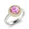 Pink Sapphire White Gold Halo Engagement Ring Aura