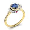 Blue Sapphire Yellow Gold Two Tone Engagement Ring Helen