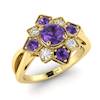 Amethyst Yellow Gold Cluster Engagement Ring Madonna