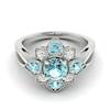Aquamarine White Gold Cluster Engagement Ring Madonna